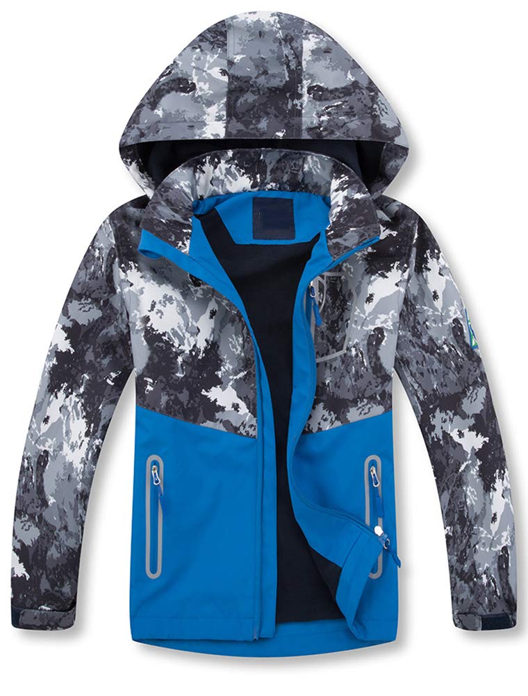 Mallimoda Boys Girls Rain Jacket Lightweight Raincoats Waterproof Hooded Windbreaker for Kids Style 1 Navy 9-10 Years - Image 1
